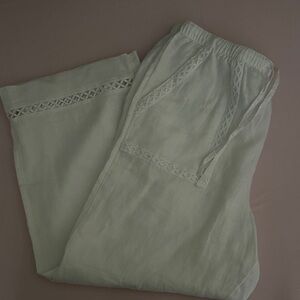 Joie White Cropped Pants 100% Linen